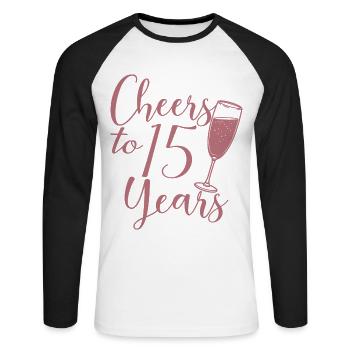 15th Birthday Men Women Anniversary 15 Years Old - Unisex Long Sleeve Baseball T-Shirt - white/black - Front - Nik (191cm)