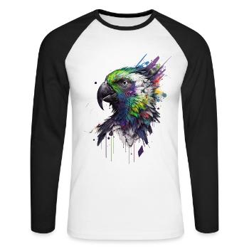 Perroquet Oiseau Animaux Cadeau Art Animal Motif - T-shirt baseball manches longues Homme - blanc/noir - Devant - Nik (191cm)