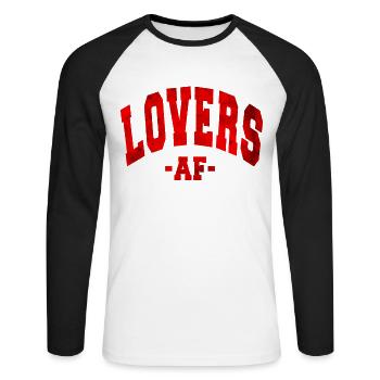 AMOUREUX AF SAINT-VALENTIN EN DISANT FEMMES HOMMES - T-shirt baseball manches longues Homme - blanc/noir - Devant - Nik (191cm)