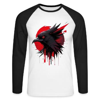 Fantasievogel rot-schwarz - Unisex Baseballshirt langarm - Weiß/Schwarz - Vorne - Nik (191cm)