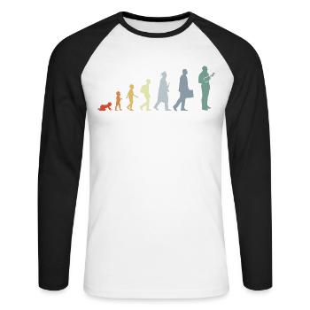Vintage Ukulele Evolution - Unisex Baseballshirt langarm - Weiß/Schwarz - Vorne - Nik (191cm)