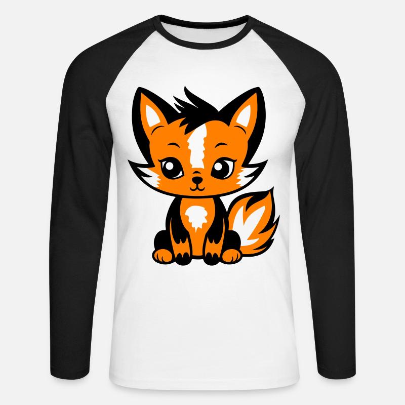 Fuchs Tier Baby - Unisex Baseballshirt langarm - Weiß/Schwarz