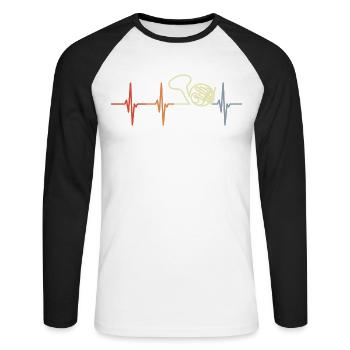 Cor Français Vintage ligne de coeur - T-shirt baseball manches longues Homme - blanc/noir - Devant - Nik (191cm)