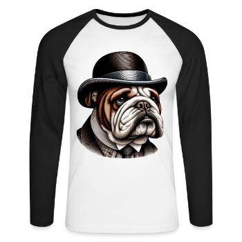 Art du bouledogue anglais - T-shirt baseball manches longues Homme - blanc/noir - Devant - Nik (191cm)
