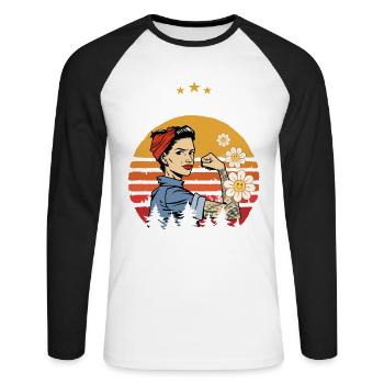 Retro Birth Year 1945 Vintage Birthday 1945 - Unisex Long Sleeve Baseball T-Shirt - white/black - Front - Nik (191cm)