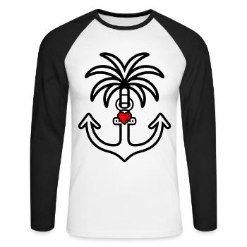 Palm Tree Anchor Heart Love - Unisex Long Sleeve Baseball T-Shirt - white/black - Front - Nik (191cm)