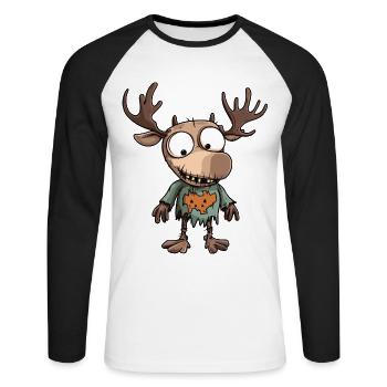 Moose Halloween Funny Zombie - Unisex Long Sleeve Baseball T-Shirt - white/black - Front - Nik (191cm)