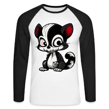 Skunk Halloween Funny Zombie - Unisex Long Sleeve Baseball T-Shirt - white/black - Front - Nik (191cm)
