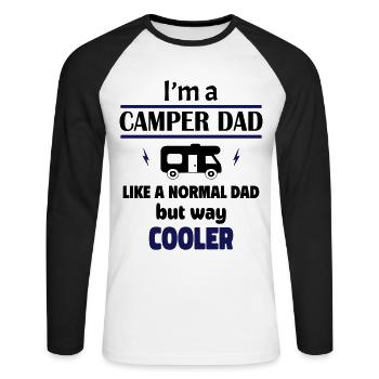 Je suis papa campeur - T-shirt baseball manches longues Homme - blanc/noir - Devant - Nik (191cm)