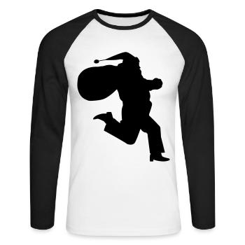Santa Claus is running - Unisex Baseballshirt langarm - Weiß/Schwarz - Vorne - Nik (191cm)