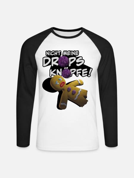 Shrek Design Avec Gingy Et Citation - T-shirt baseball manches longues Homme - blanc/noir
