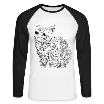 British Shorthair Cat Cat Black Cats - Unisex Long Sleeve Baseball T-Shirt - white/black - Front - Nik (191cm)