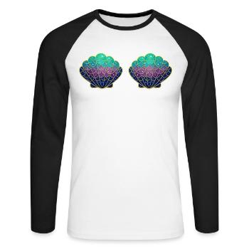 Mermaid Costume Women's Carnival Carnival Sweet - Unisex Long Sleeve Baseball T-Shirt - white/black - Front - Nik (191cm)