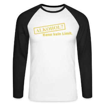 Alkohol? Kenn kein Limit - Unisex Baseballshirt langarm - Weiß/Schwarz - Vorne - Nik (191cm)