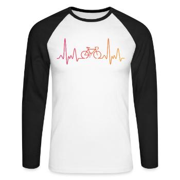 Sonnenuntergang Radfahren Herzschlag Radfahren - Unisex Baseballshirt langarm - Weiß/Schwarz - Vorne - Nik (191cm)