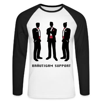 Bräutigam-support - Unisex Baseballshirt langarm - Weiß/Schwarz - Vorne - Nik (191cm)