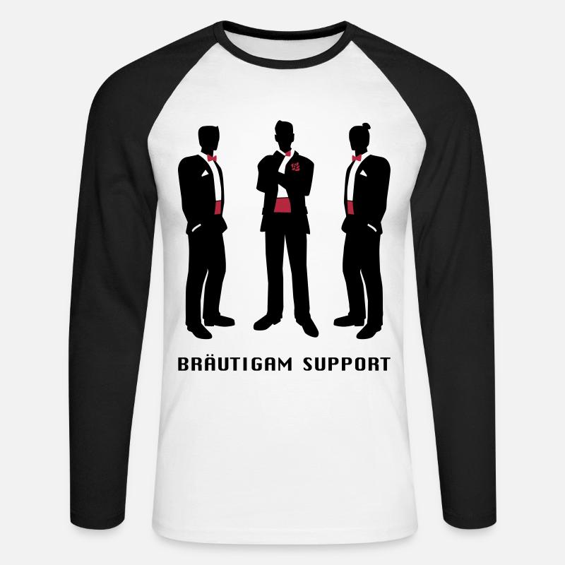 Bräutigam-support - Unisex Baseballshirt langarm - Weiß/Schwarz