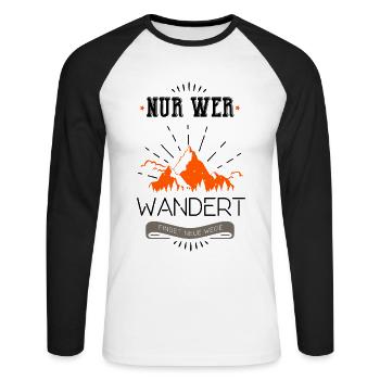 Chemise de randonnée · Montagnes Soleil · Chemins Cadeaux - T-shirt baseball manches longues Homme - blanc/noir - Devant - Nik (191cm)