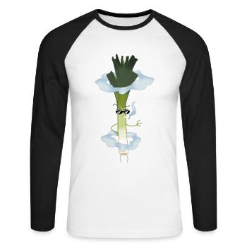 Cooler Lauch Rauchen Zigarette Jugendwort Geschenk - Unisex Baseballshirt langarm - Weiß/Schwarz - Vorne - Nik (191cm)