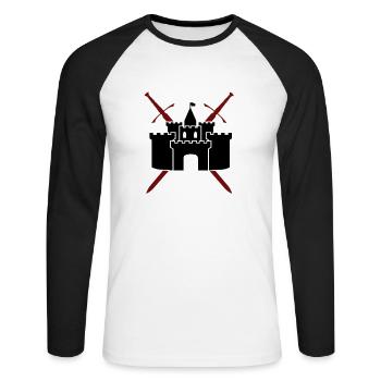 LARP - Mittelalter - Burg - Unisex Baseballshirt langarm - Weiß/Schwarz - Vorne - Nik (191cm)