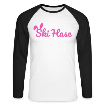 Ski Rabbit Ski Party Snow Winter Slope pink - Unisex Long Sleeve Baseball T-Shirt - white/black - Front - Nik (191cm)