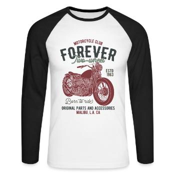 Cadeau de motard moto motard - T-shirt baseball manches longues Homme - blanc/noir - Devant - Nik (191cm)