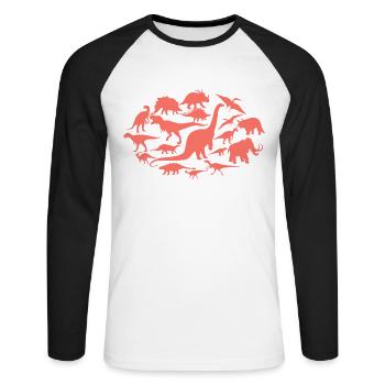 Chemise T-Rex Dinosaure Collection Cadeau - T-shirt baseball manches longues Homme - blanc/noir - Devant - Nik (191cm)