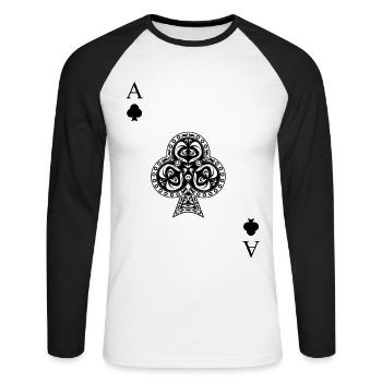 ace of clover - Unisex Long Sleeve Baseball T-Shirt - white/black - Front - Nik (191cm)