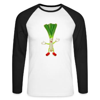 Leek chives vegetables leek leek graphic - Unisex Long Sleeve Baseball T-Shirt - white/black - Front - Nik (191cm)