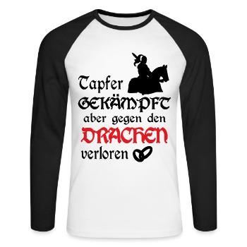Wedding Bachelor Party Dragon - Unisex Long Sleeve Baseball T-Shirt - white/black - Front - Nik (191cm)
