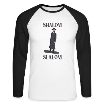 Shalom Slalom Rabi Design Giftidea - Unisex Baseballshirt langarm - Weiß/Schwarz - Vorne - Nik (191cm)