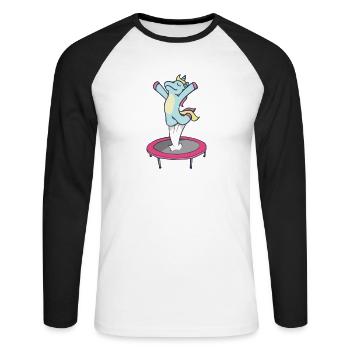 CHILDREN TRAMPOLINE UNICORN UNICORN fitness gymnastics - Unisex Long Sleeve Baseball T-Shirt - white/black - Front - Nik (191cm)