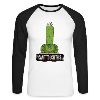 Cactus Cant touch this Cactus Cactus hommes - T-shirt baseball manches longues Homme - blanc/noir - Devant - Nik (191cm)