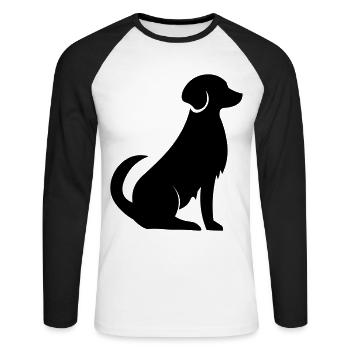 Dog vector shadow graphic. dog black shadow - Unisex Long Sleeve Baseball T-Shirt - white/black - Front - Nik (191cm)