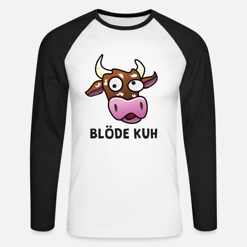 Lustiges blöde Kuh, Spruch, Witze, Geschenk - Unisex Baseballshirt langarm - Weiß/Schwarz