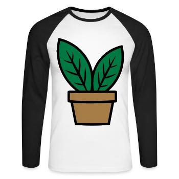Plante feuilles plant plan plan - T-shirt baseball manches longues Homme - blanc/noir - Devant - Nik (191cm)