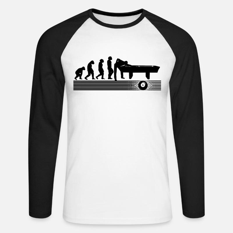 Snooker Evolution Billardtisch Billardkugeln Pool - Unisex Baseballshirt langarm - Weiß/Schwarz