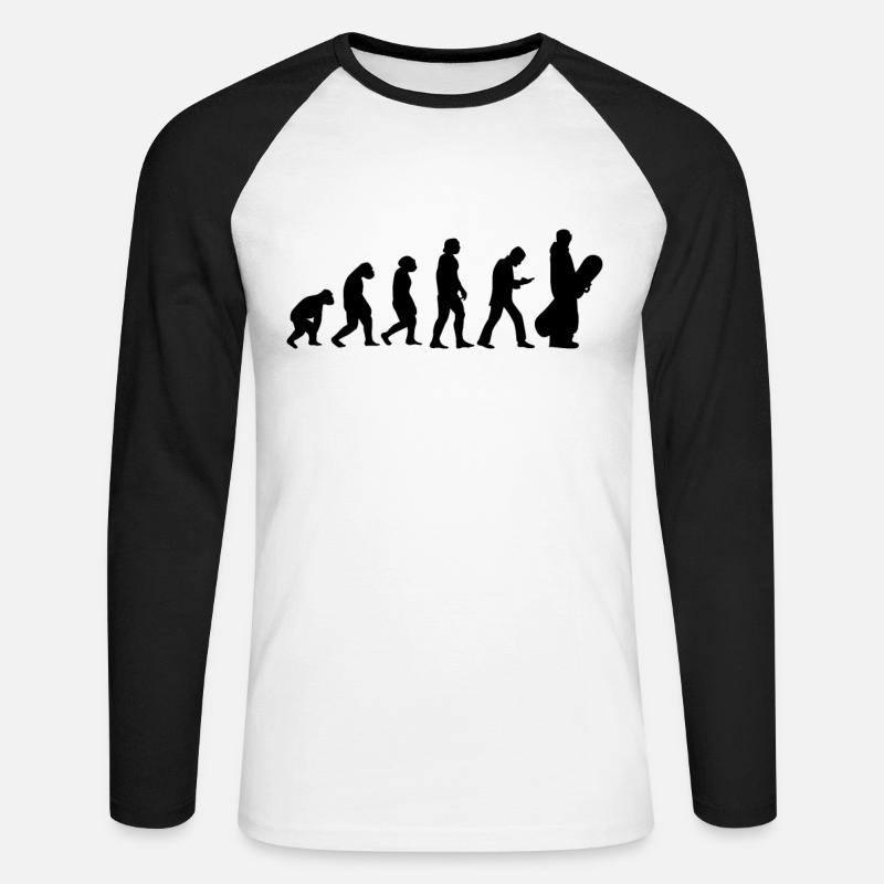Snowboarding Snowboarders Evolution Snowboard - Unisex Baseballshirt langarm - Weiß/Schwarz