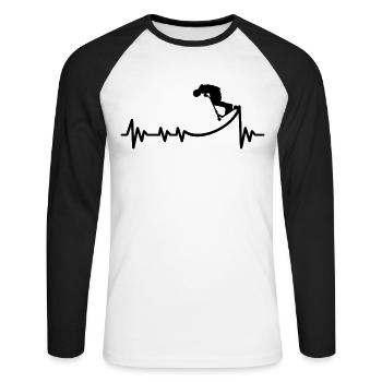 Tretroller Stuntscooter Herzschlag Stuntroller - Unisex Baseballshirt langarm - Weiß/Schwarz - Vorne - Nik (191cm)
