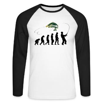 Fishing Fishing Rod Angler EVOLUTION Fly Fishing - Unisex Long Sleeve Baseball T-Shirt - white/black - Front - Nik (191cm)