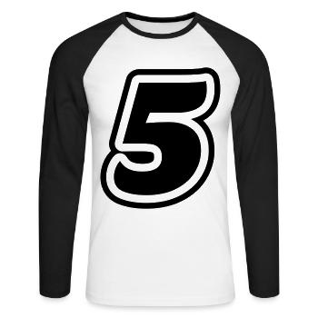5 Number symbol - Unisex Long Sleeve Baseball T-Shirt - white/black - Front - Nik (191cm)