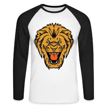 Lion Lion Roar Motif - T-shirt baseball manches longues Homme - blanc/noir - Devant - Nik (191cm)
