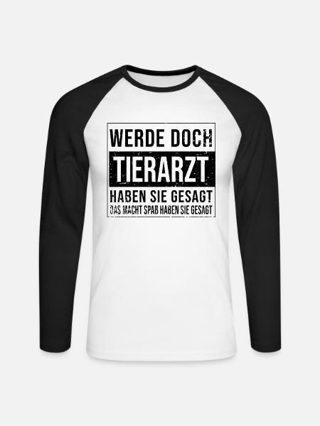 Veterinär Geburtstag Arbeit witzige Tierarzt - Unisex Baseballshirt langarm - Weiß/Schwarz