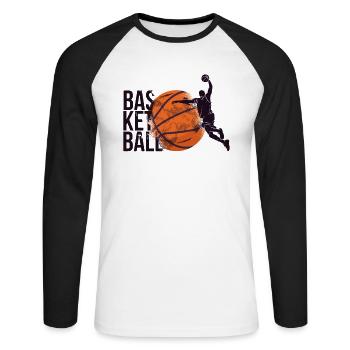Basketteur Basketteur Basketteur Ballons de Basket-ball - T-shirt baseball manches longues Homme - blanc/noir - Devant - Nik (191cm)
