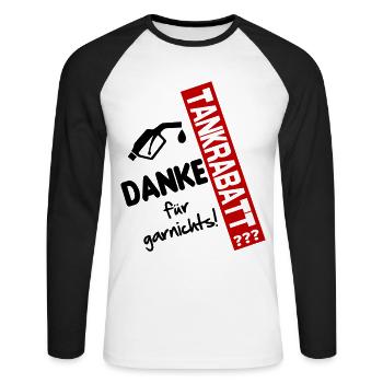 Tankrabatt Benzin Diesel Gold Benzinpreis - Unisex Baseballshirt langarm - Weiß/Schwarz - Vorne - Nik (191cm)