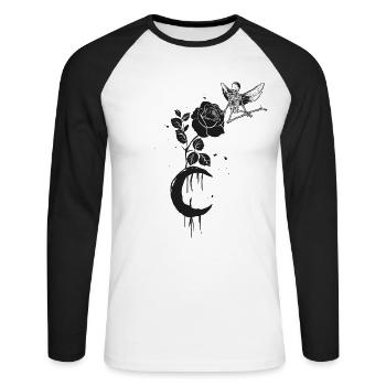 Occult Moonrose Witchcraft Witch Skeleton Occult - Unisex Long Sleeve Baseball T-Shirt - white/black - Front - Nik (191cm)