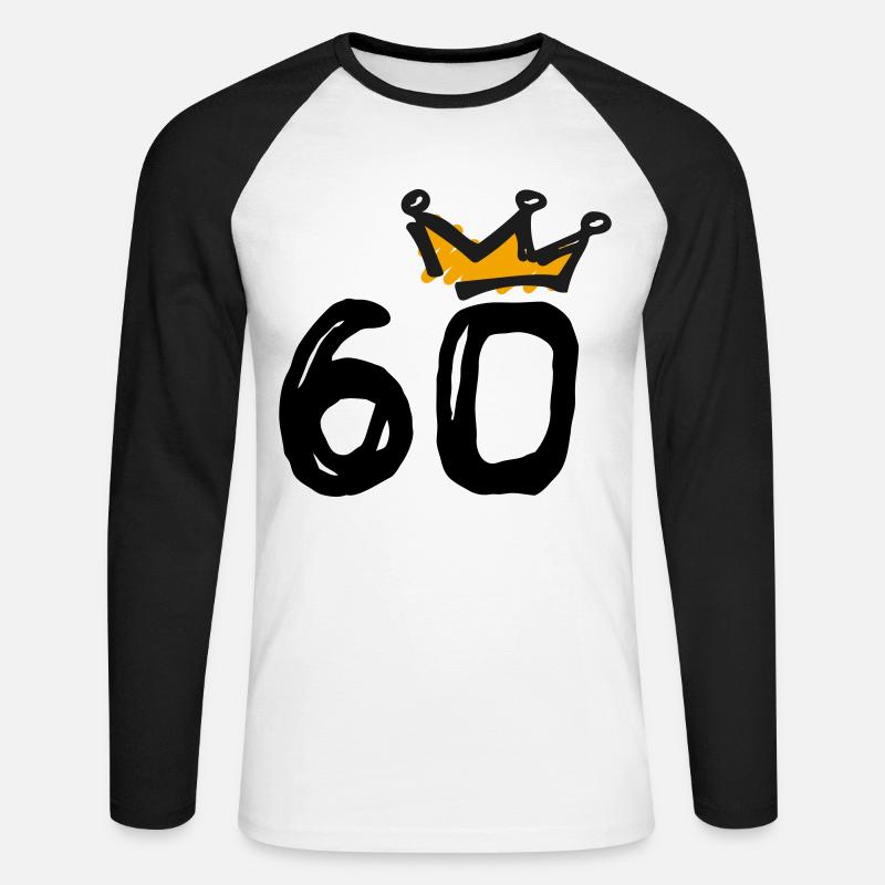 60° compleanno Krone - Maglia da baseball a manica lunga da uomo - bianco/nero