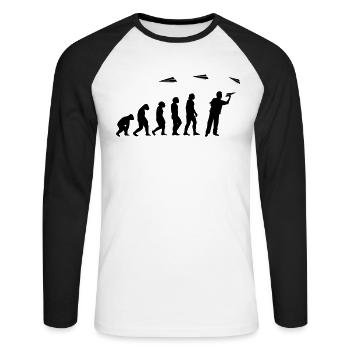Papier-Flugzeug Piloten Mathe-Lehrer Evolution - Unisex Baseballshirt langarm - Weiß/Schwarz - Vorne - Nik (191cm)