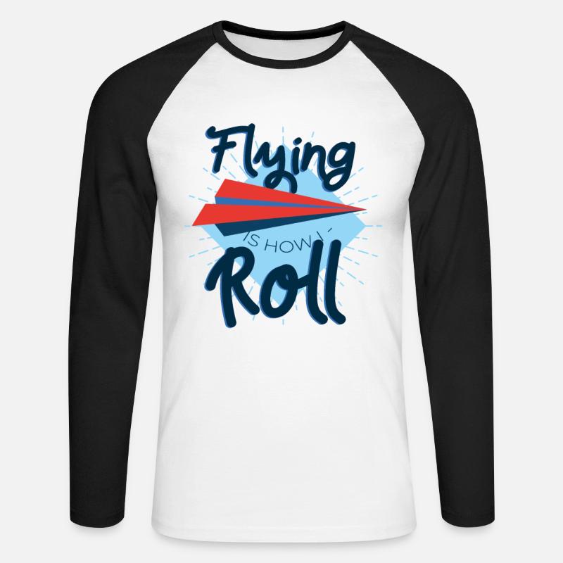 Papier-Flugzeug-Pilot Mathe-Lehrer lustige - Unisex Baseballshirt langarm - Weiß/Schwarz