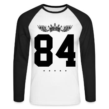 84 Number crown - Unisex Long Sleeve Baseball T-Shirt - white/black - Front - Nik (191cm)